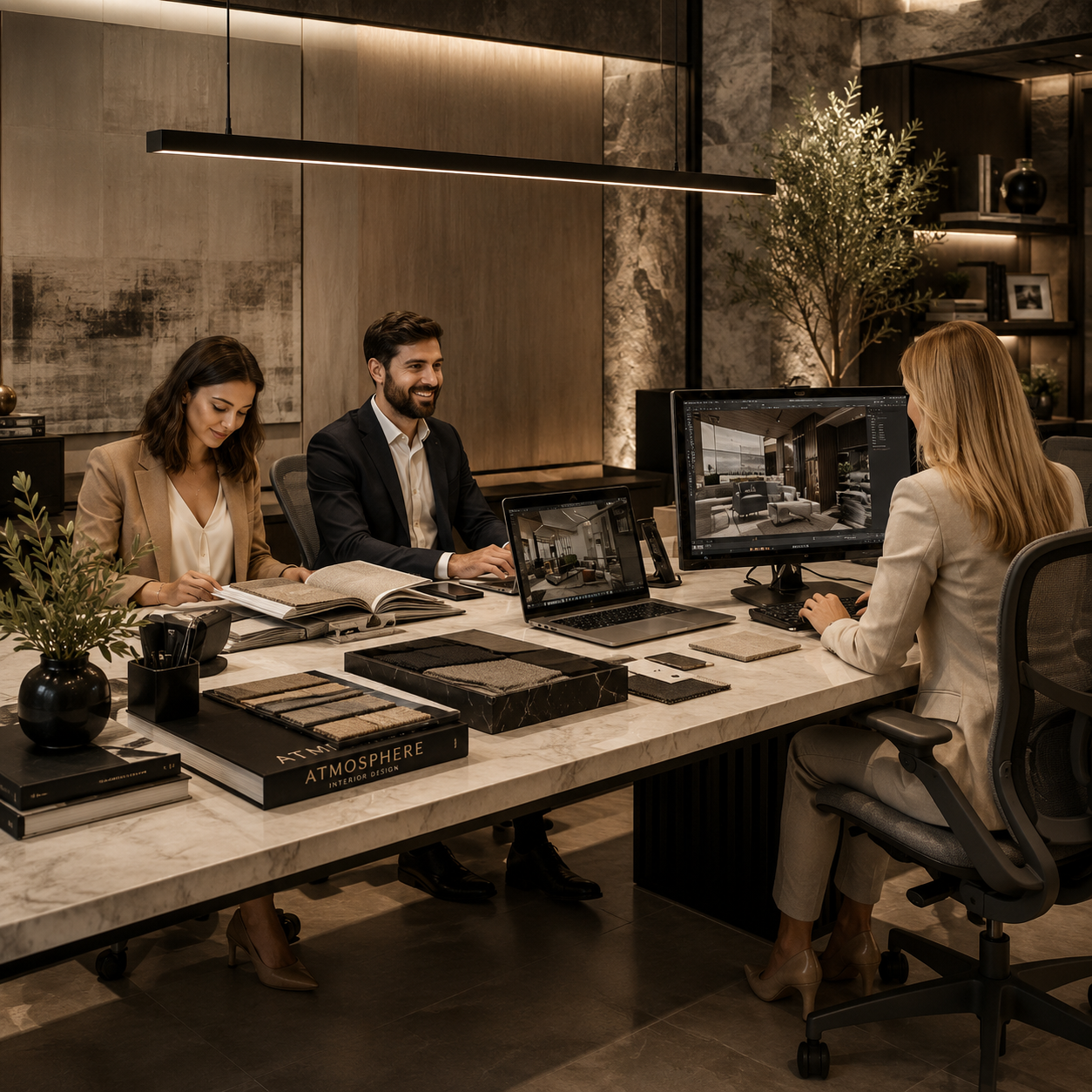 Equipo de Ezcala Studio trabajando en diseño de interiores