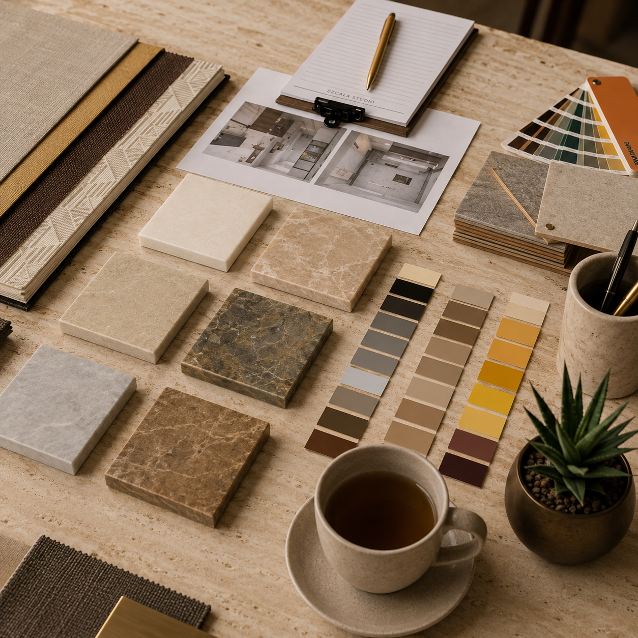 Moodboard de materiales de Ezcala Studio